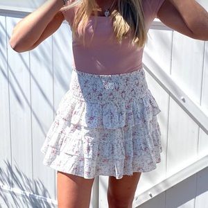 White floral ruffle skirt